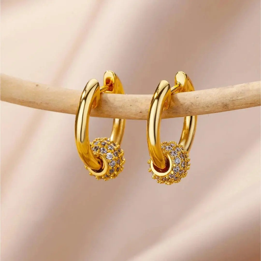 Exquisite Shiny Ball Earrings in Gold
