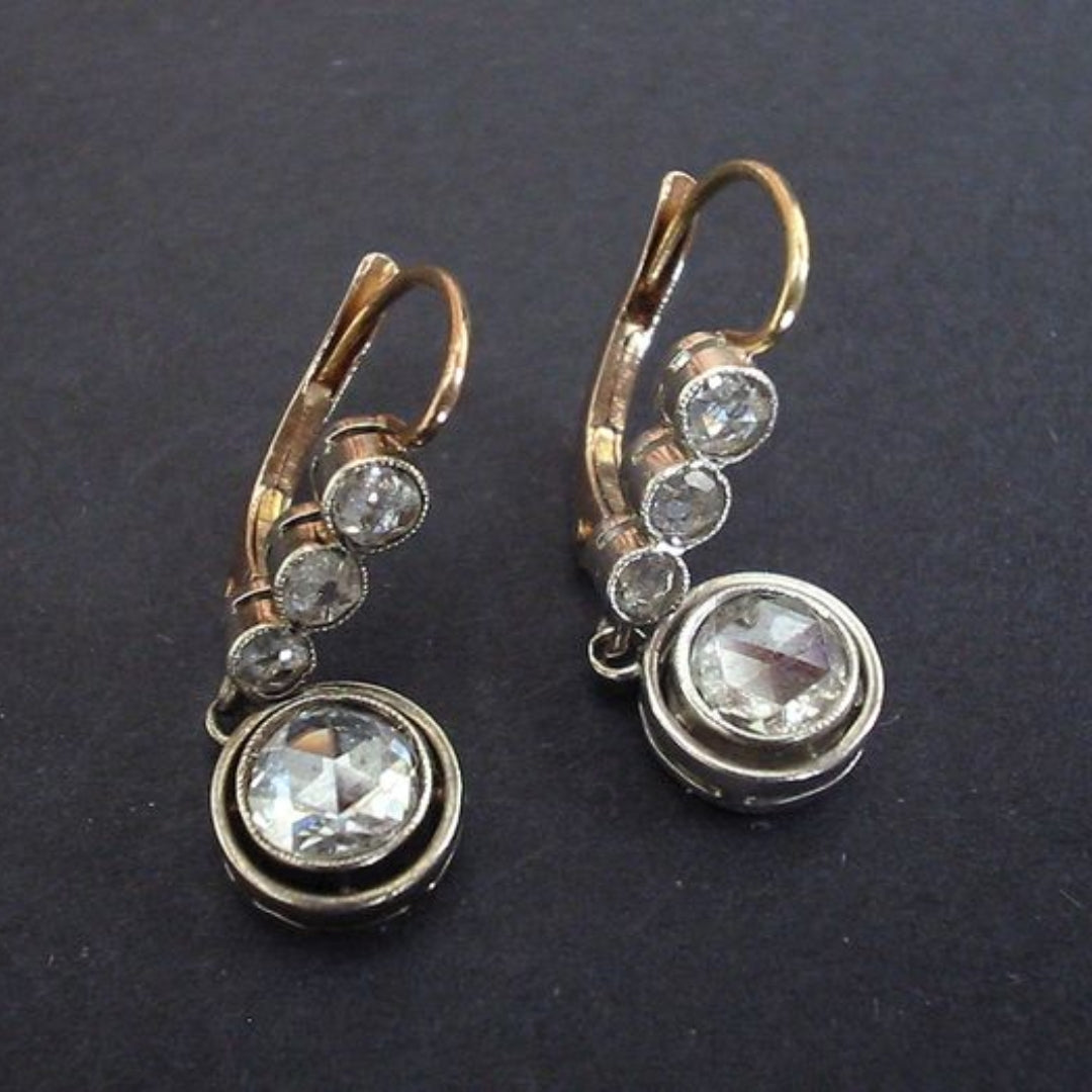 Vintage Zirconia Gold Earrings