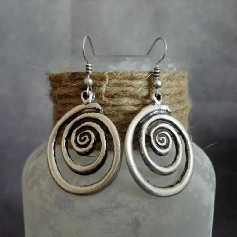 Round Vintage Silver Earrings