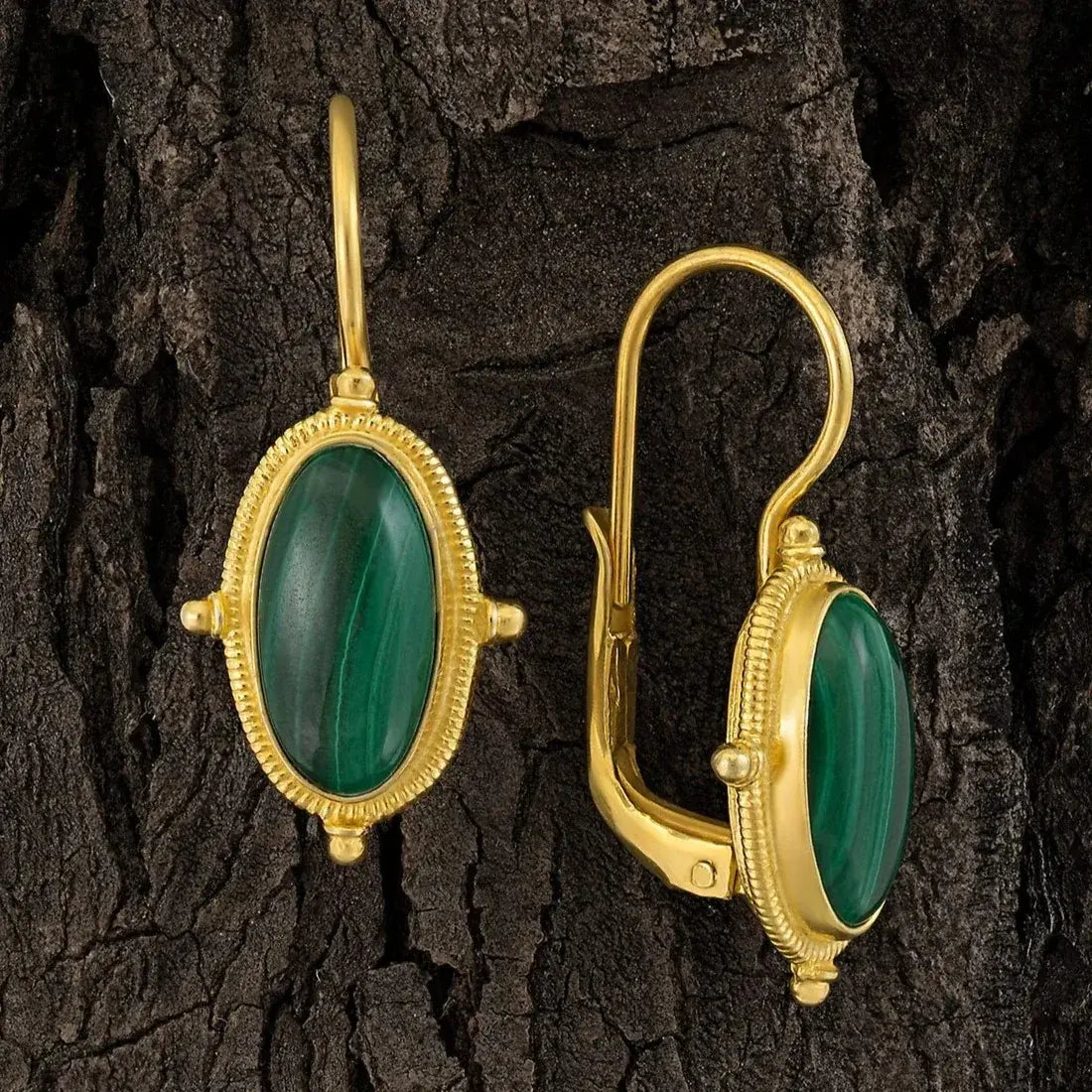Green Gold-Plated Vintage Earrings