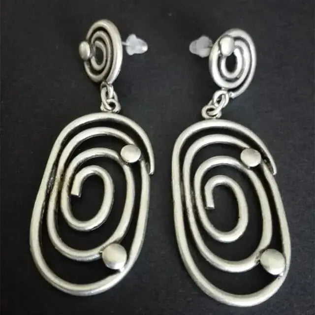 Vintage Spiral Earrings with Silver-Plated Pearls