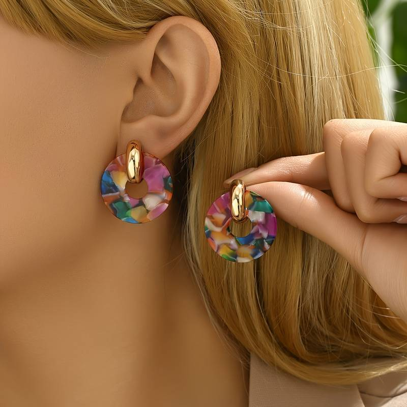 Vintage Multicolored Round Earrings