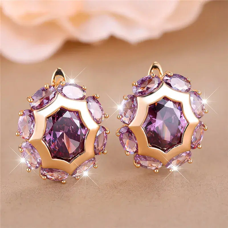 Shiny elegant purple earrings