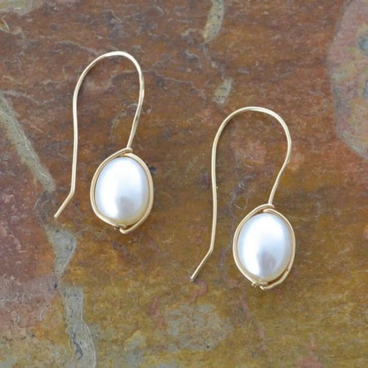Vintage Gold Pearl Earrings