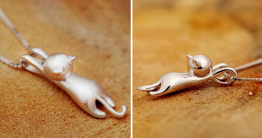 Playful Cat Necklace made of Sterling Silver